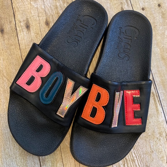 Boy Bye Slides Circus Sam Edelman Black Sz 7M - Picture 1 of 6